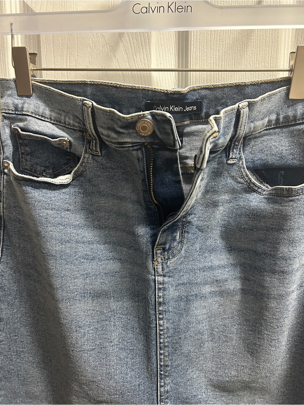 Calvin Klein Light Blue Straight-Jean Skirt - Ladies SZ 8